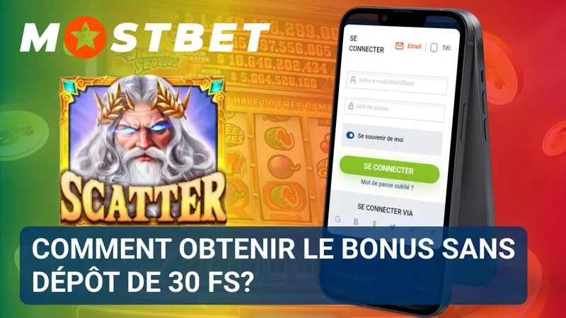 Un formulaire promotionnel indique les étapes requises pour activer les 30 free spins sans dépôt.