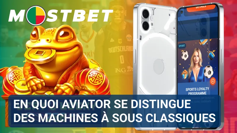 Écran comparant Aviator à une machine à sous traditionnelle dans le lobby MostBet.
