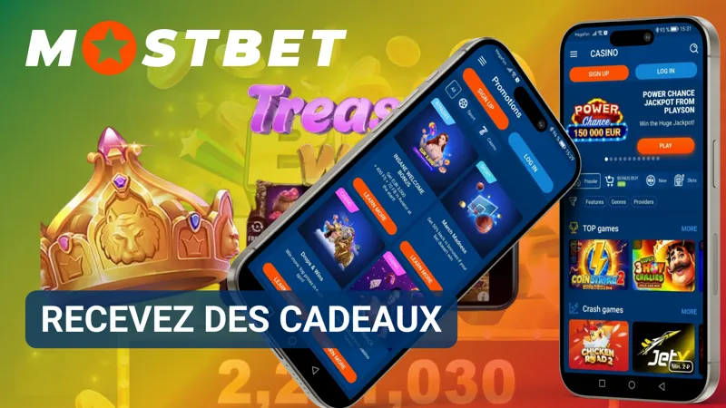 Une bannière promotionnelle MostBet présente des récompenses spéciales accessibles dans le cadre d'offres temporaires.