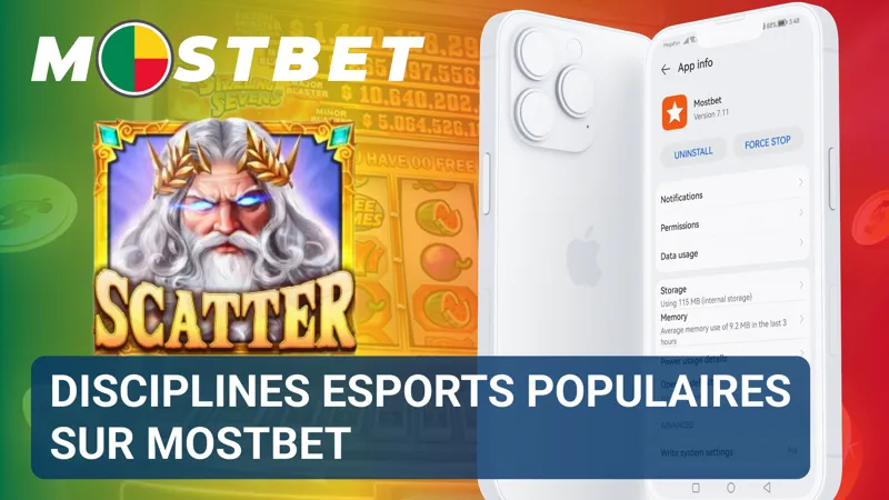 Écran présentant des tournois de CS2, Dota 2 et League of Legends dans le lobby esport de MostBet.