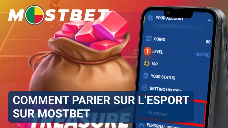 Une personne sélectionne un match esport et valide un pari dans l’interface MostBet.