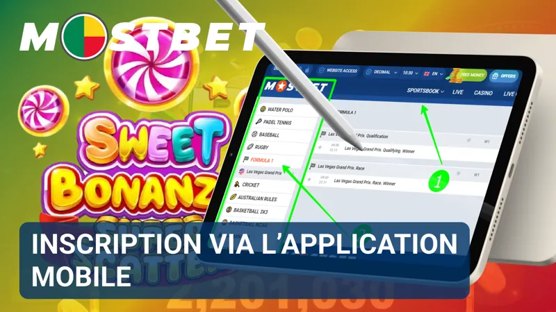Application mobile MostBet ouverte sur l’écran d’un smartphone avec le formulaire d’inscription.